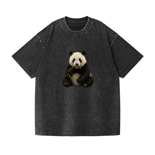 Realistic Panda Eating Bamboo Hat Vintage T-shirt