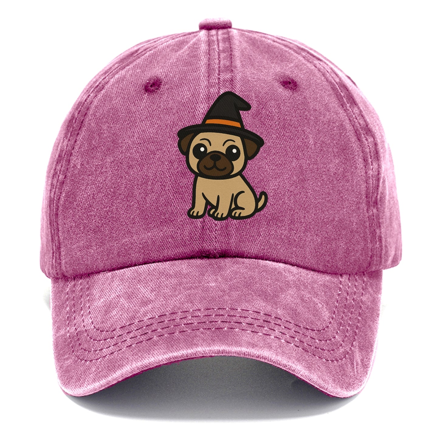 pug wearing witch hat halloween theme portrait design Hat