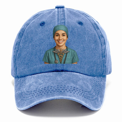 smiling doctor with caduceus art Hat
