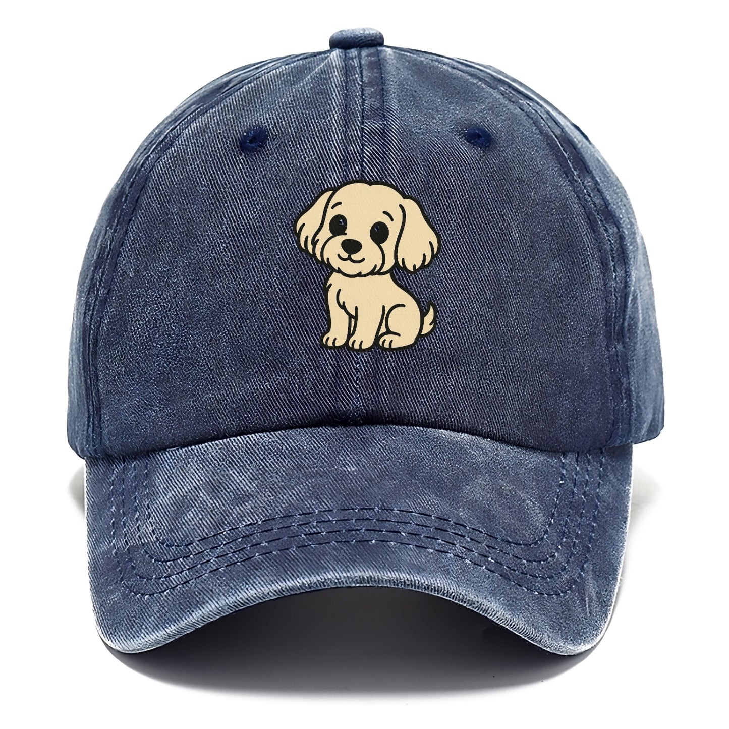 havanese cream colored sitting pose portrait design Hat