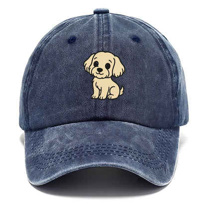 havanese cream colored sitting pose portrait design Hat