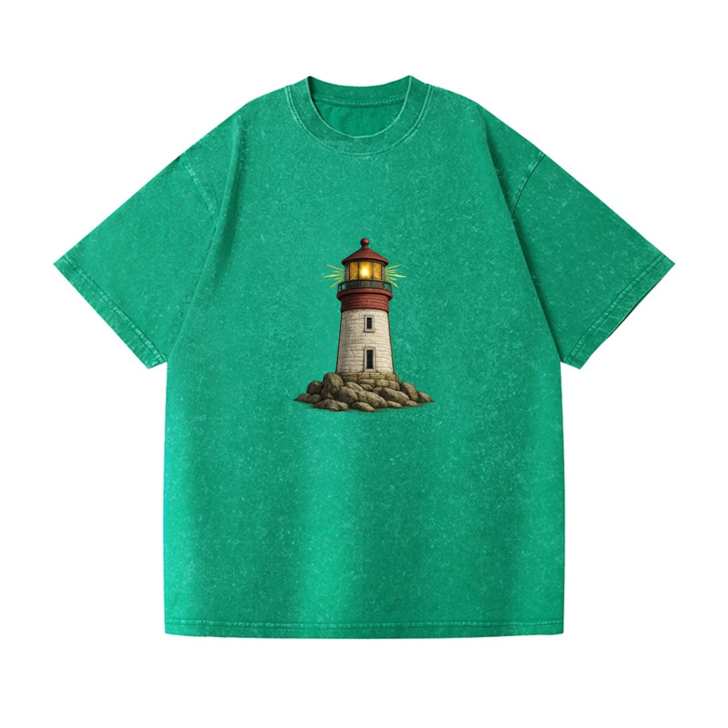 illuminated lighthouse on a rocky shore Hat