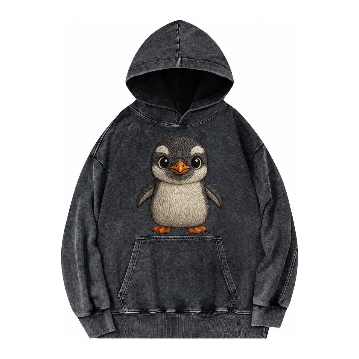Baby Gentoo Penguin Vintage Washed Hoodie – black
