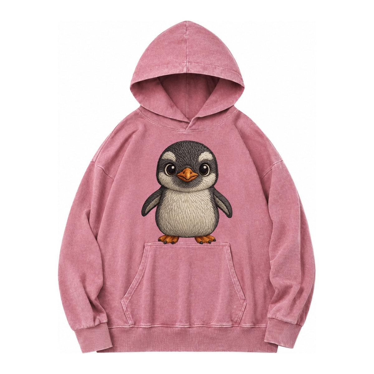 Baby Gentoo Penguin Vintage Washed Hoodie – dusty-rose