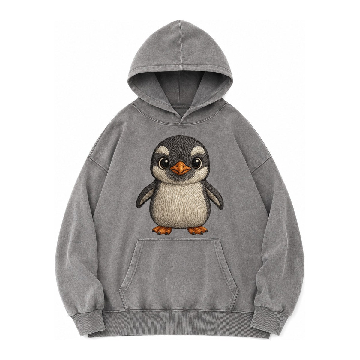 Baby Gentoo Penguin Vintage Washed Hoodie – grey