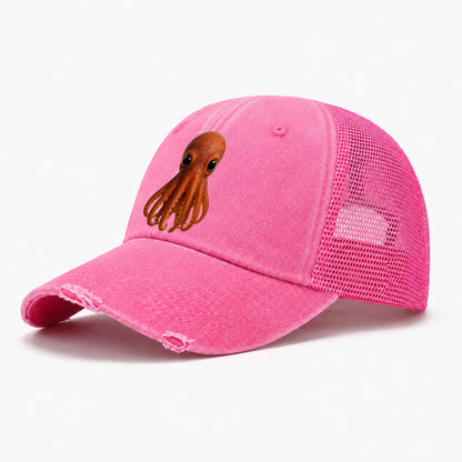 Baby Giant Pacific Octopus Reddish Smaller Tentacles Express Washed Trucker Hat – Rose