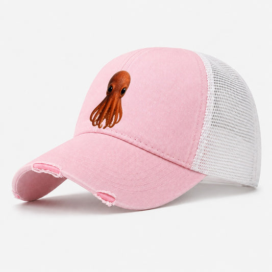 Baby Giant Pacific Octopus Washed Trucker Hat – Light Pink