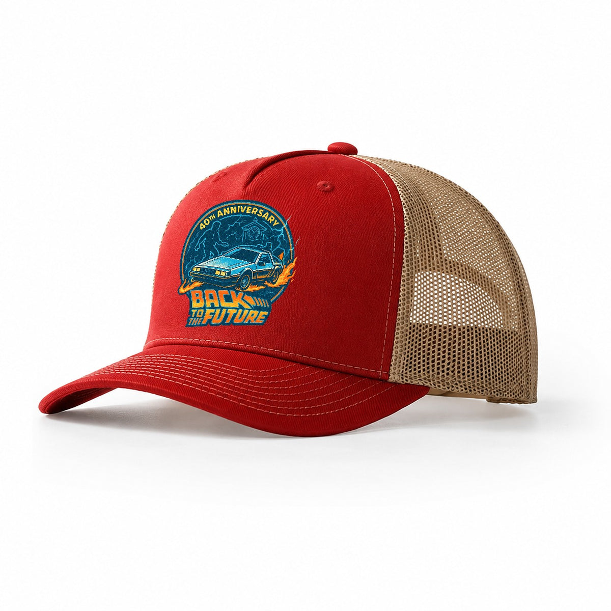 Back To The Future 40th Anniversary Trucker Hat – Red-Khaki