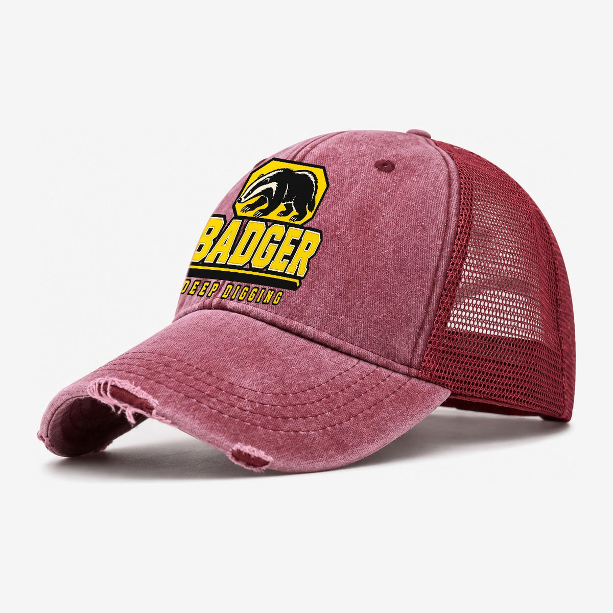 Badger Deep Digging Heavy Duty Washed Trucker Hat – Wine Red