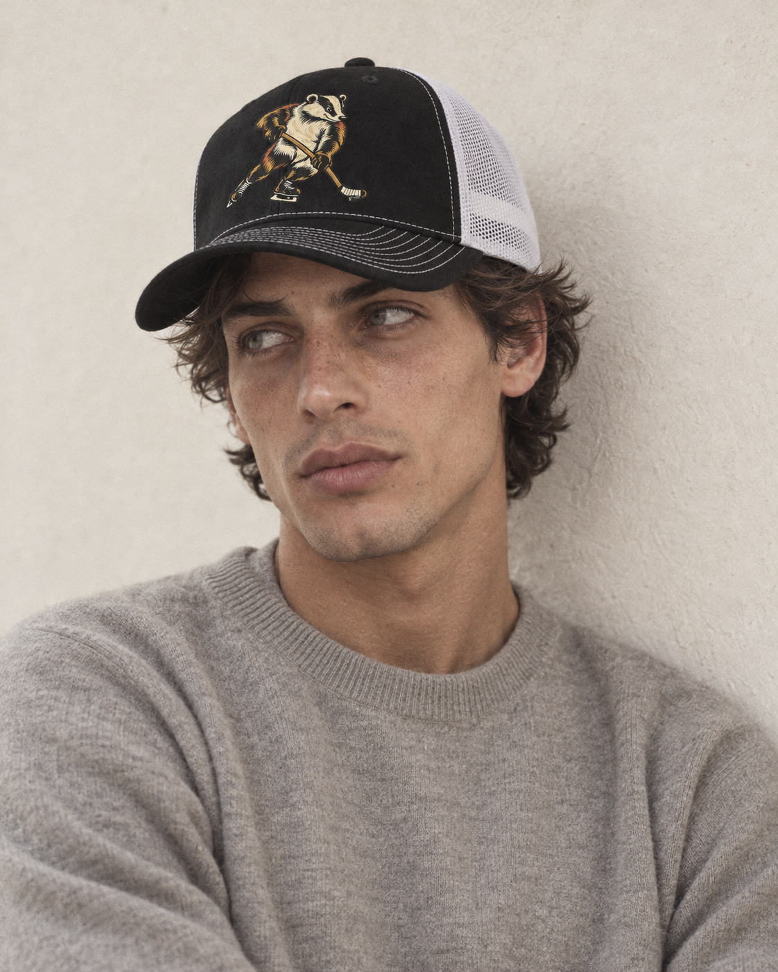 Model wearing the cap