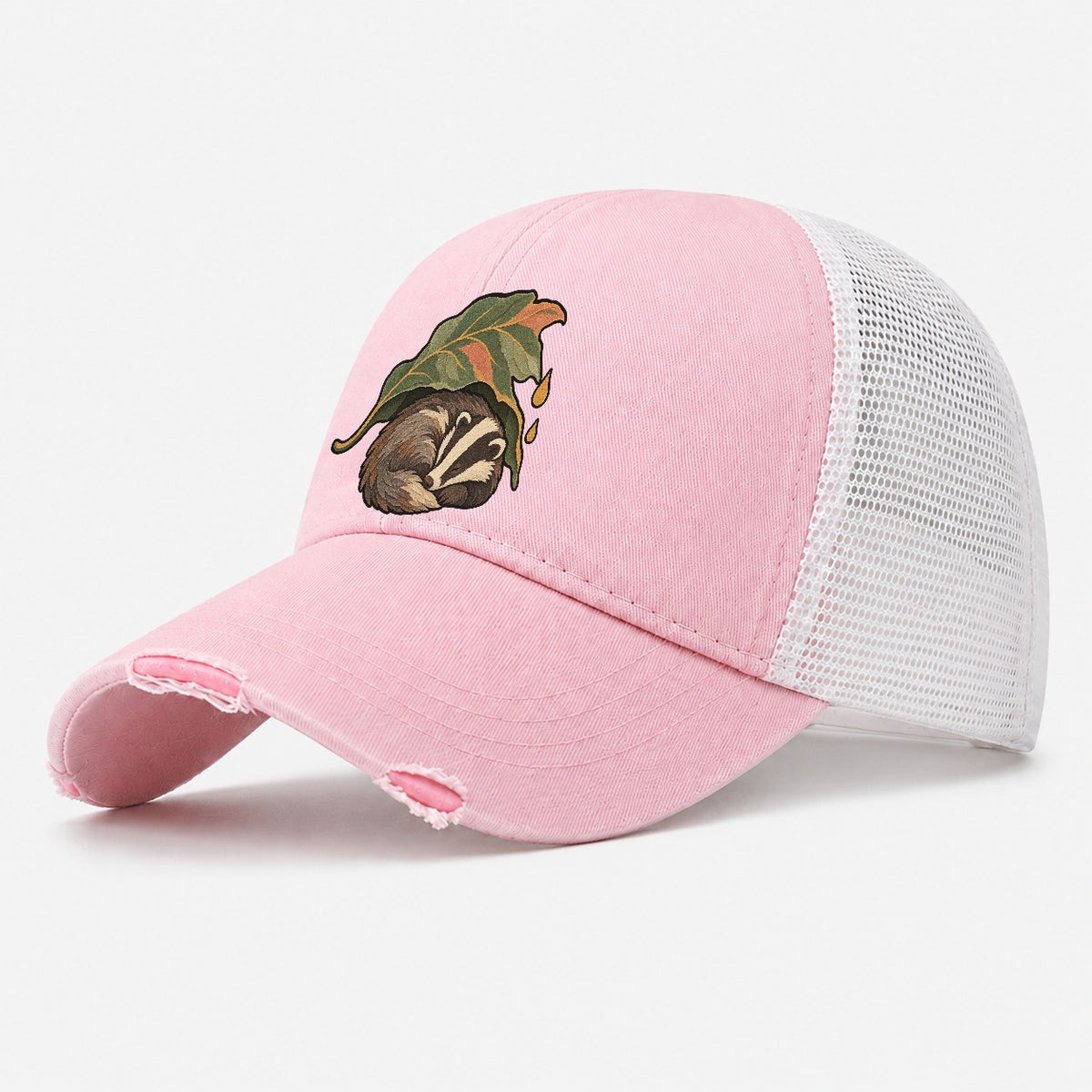 Badger Leaf Shelter Gentle Wild Washed Trucker Hat – Light Pink