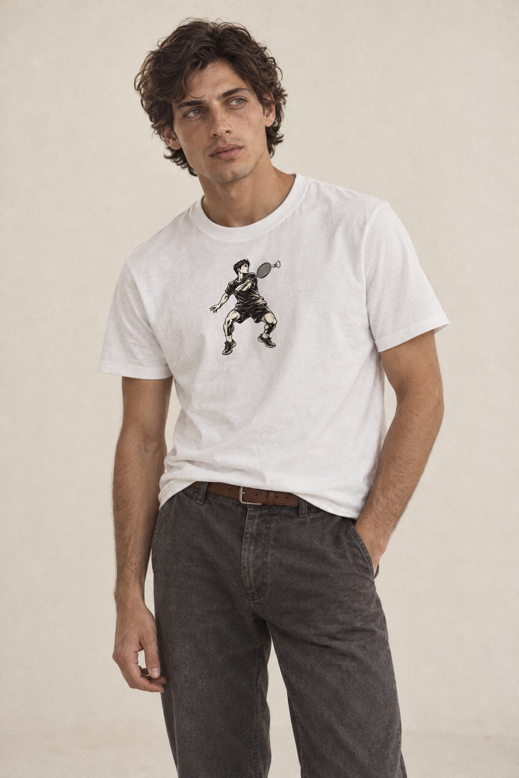 Badminton Backhand Lift Global Sports Ink Figures Classic T Shirt 9E1Ee958 – studio model photo