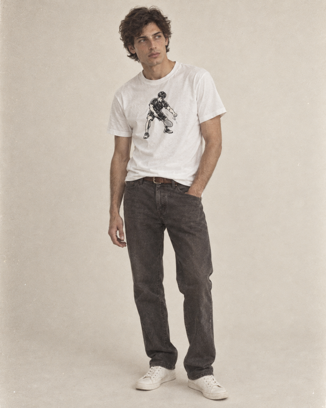 Badminton Low Serve Global Sports Ink Figures Classic T Shirt C330C6C6 – studio model photo