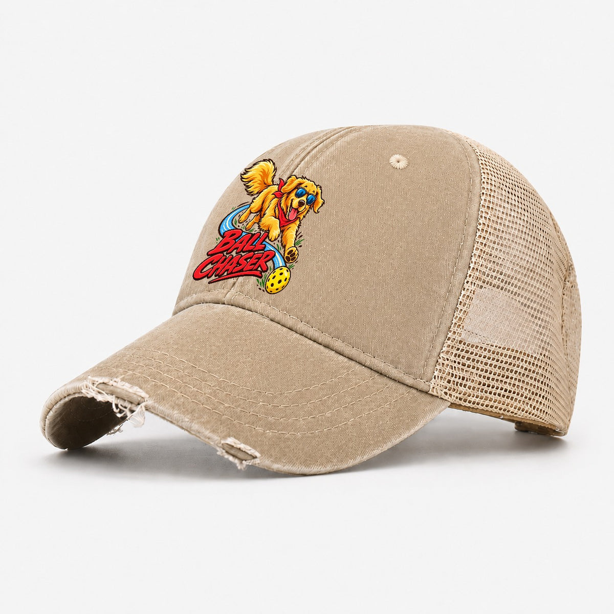 Ball Chaser Pickleball Life Washed Trucker Hat – Khaki
