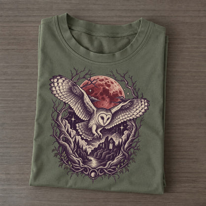 Barn Owl Blood Moon Midnight Haunt Classic T-shirt – Army Green