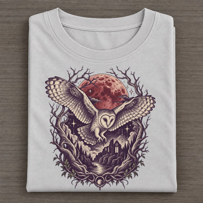 Barn Owl Blood Moon Midnight Haunt Classic T-shirt – Grey