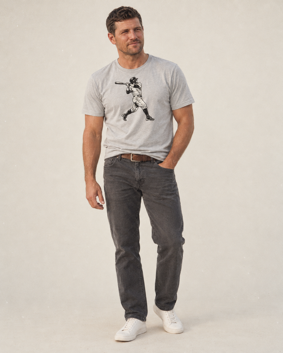 Baseball Batter Follow Through Global Sports Ink Figures Classic T Shirt Eb9383A4 – studio model photo