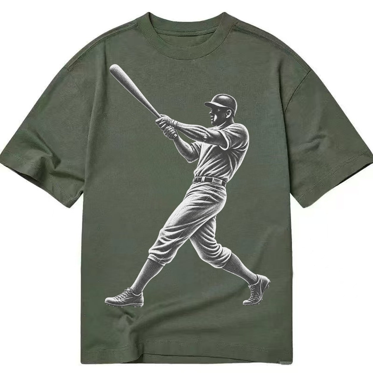 Baseball batter in full swing - Classic T-shirt – Army Green