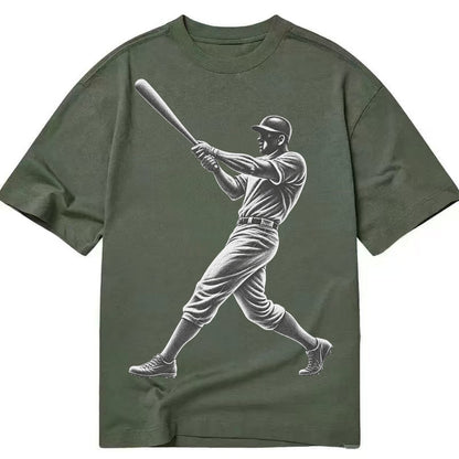 Baseball batter in full swing - Classic T-shirt – Army Green