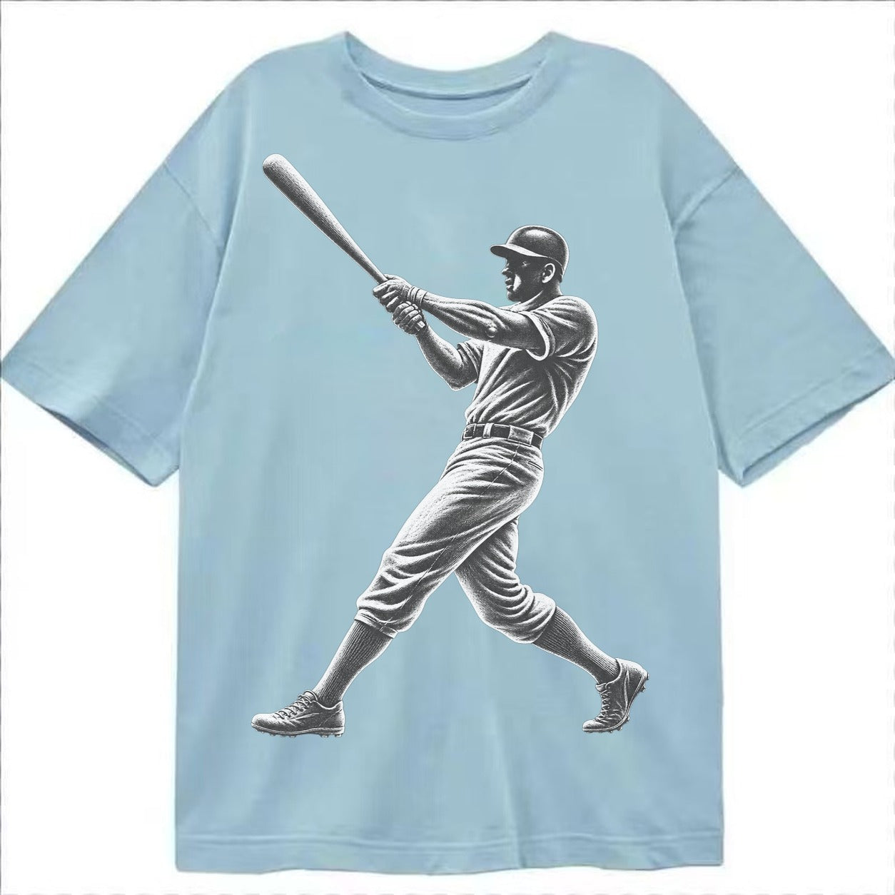 Baseball batter in full swing - Classic T-shirt – Light Blue