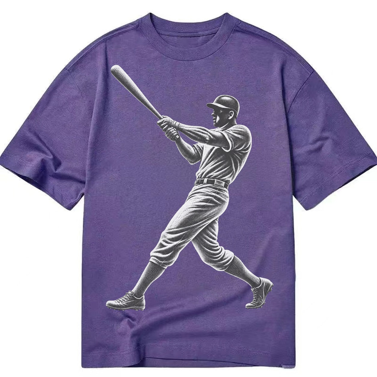 Baseball batter in full swing - Classic T-shirt – Purple