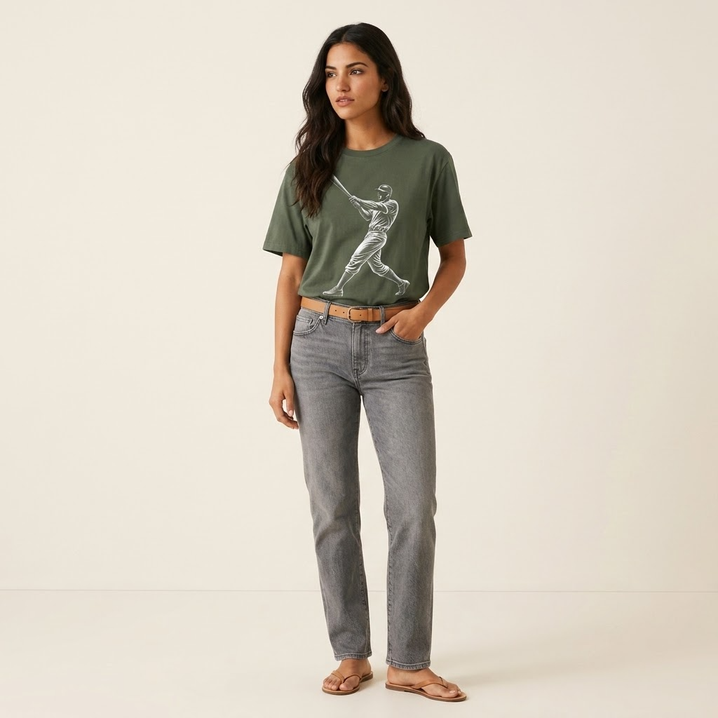 Baseball batter in full swing - Classic T-shirt – studio model photo