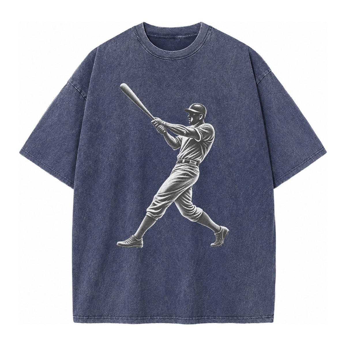 Baseball batter in full swing - Vintage T-shirt – Blue