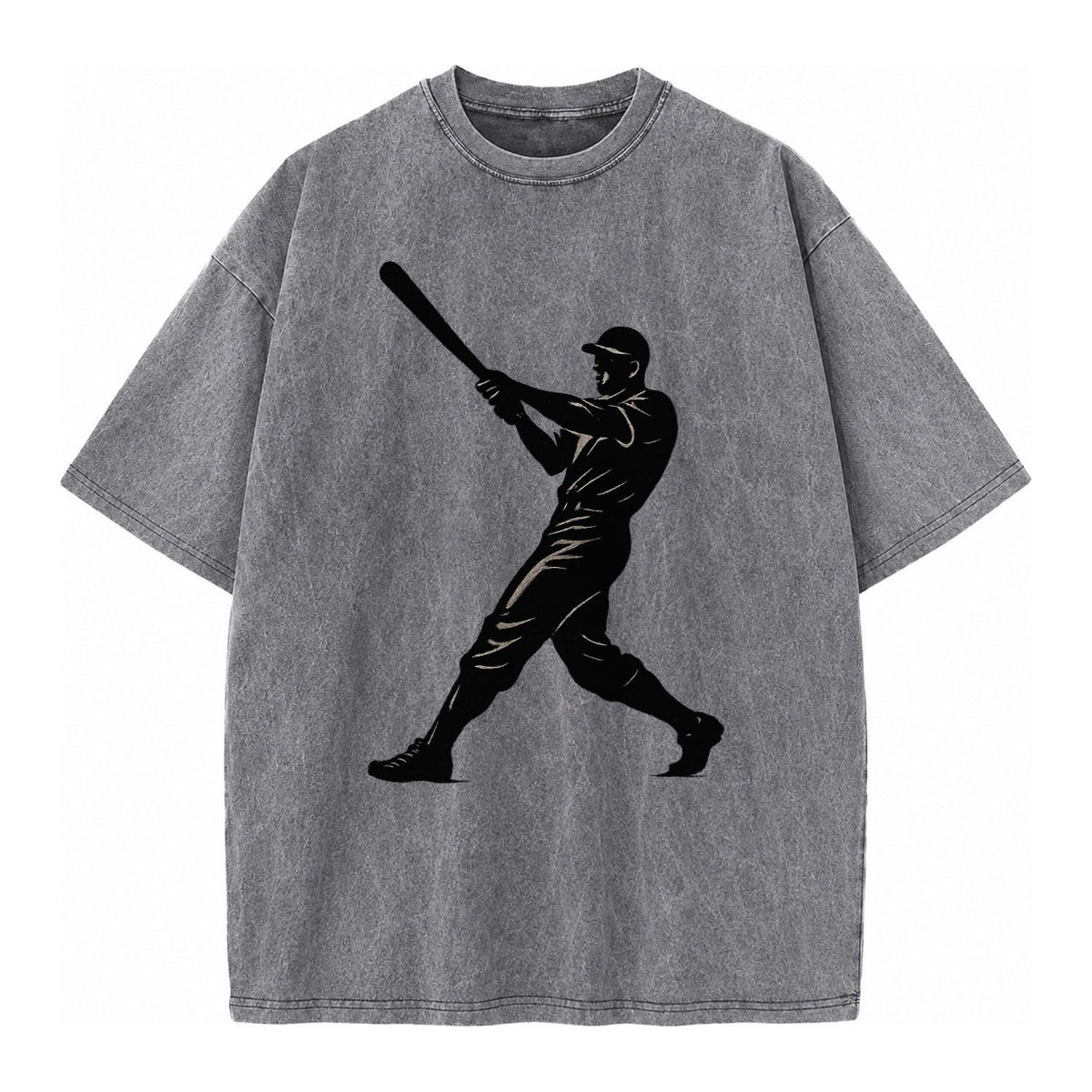Baseball batter in full swing - Vintage T-shirt – Grey