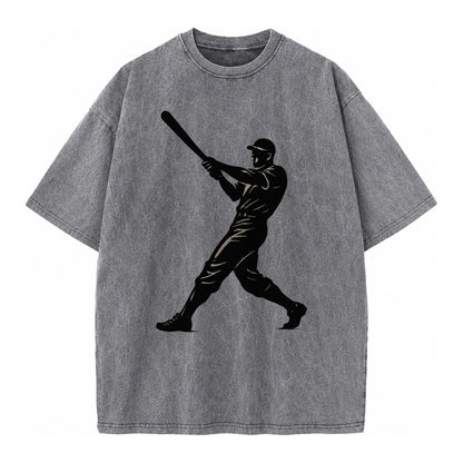 Baseball batter in full swing - Vintage T-shirt – Grey