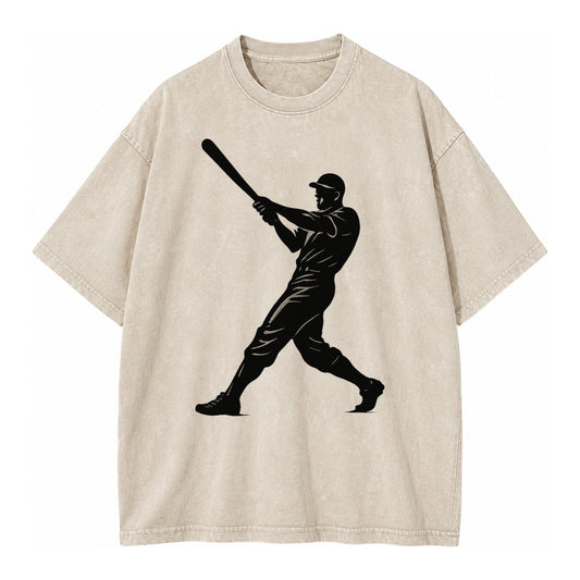 Baseball batter in full swing - Vintage T-shirt – Off White