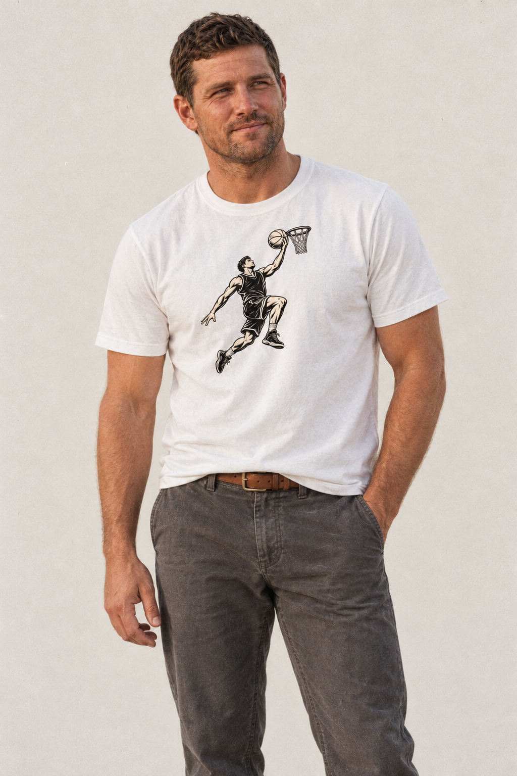 Basketball One Step Layup Global Sports Ink Figures Classic T Shirt 05732B33 – studio model photo