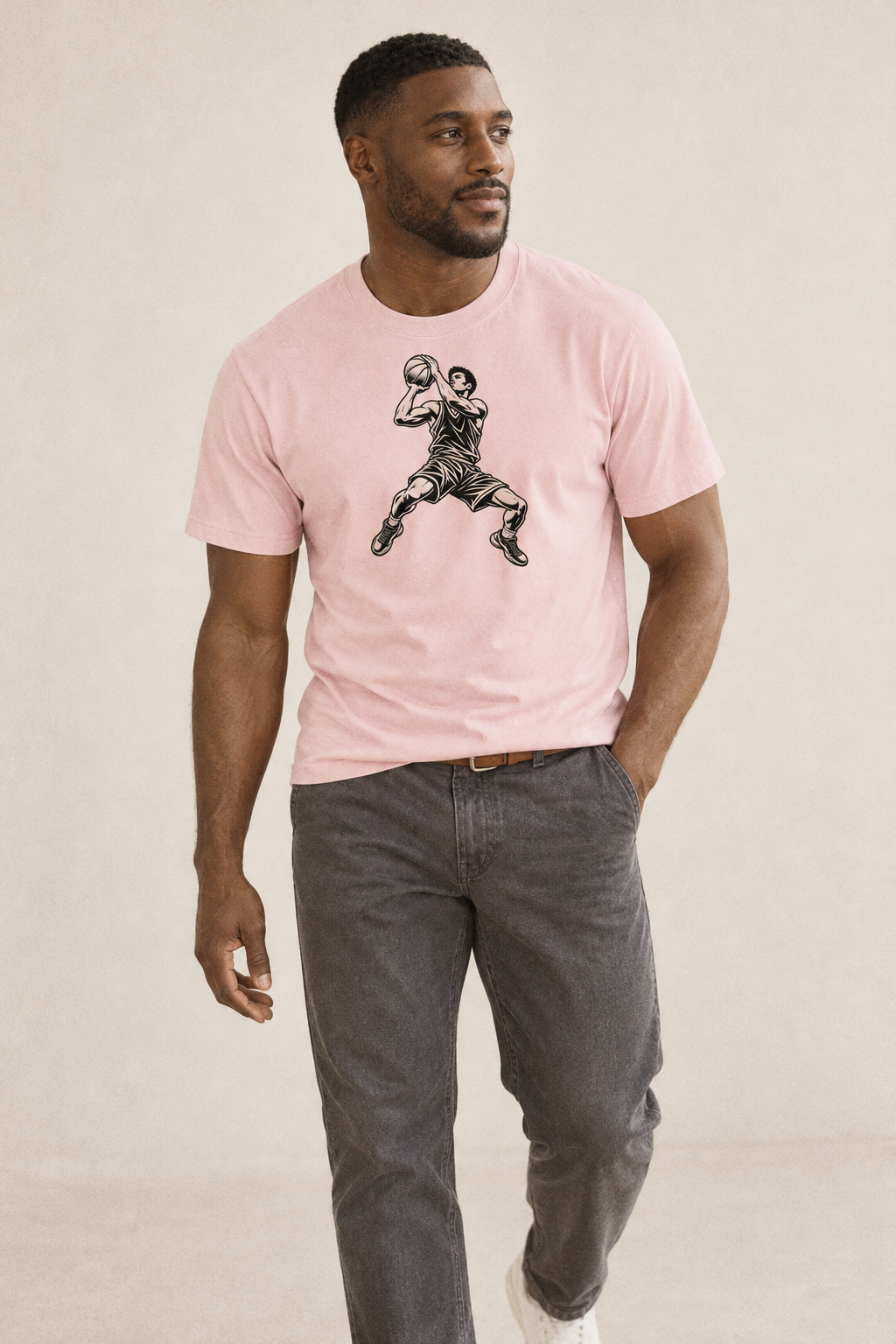 Basketball Pull Up Jumper Global Sports Ink Figures Classic T Shirt 7E67Cc86 – studio model photo