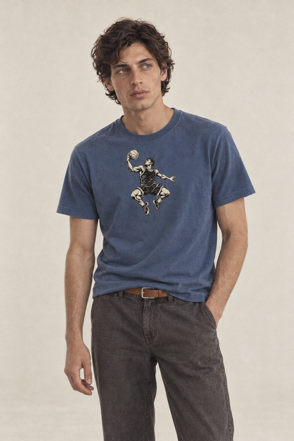 Basketball Rebound Reach Global Sports Ink Figures Classic T Shirt 3A404F79 – studio model photo