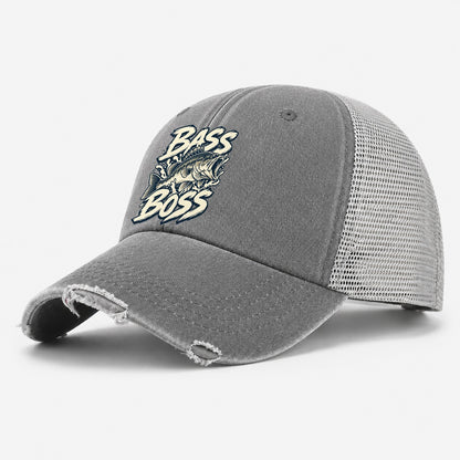 Bass Boss Fishing Elegant Washed Trucker Hat – Grey