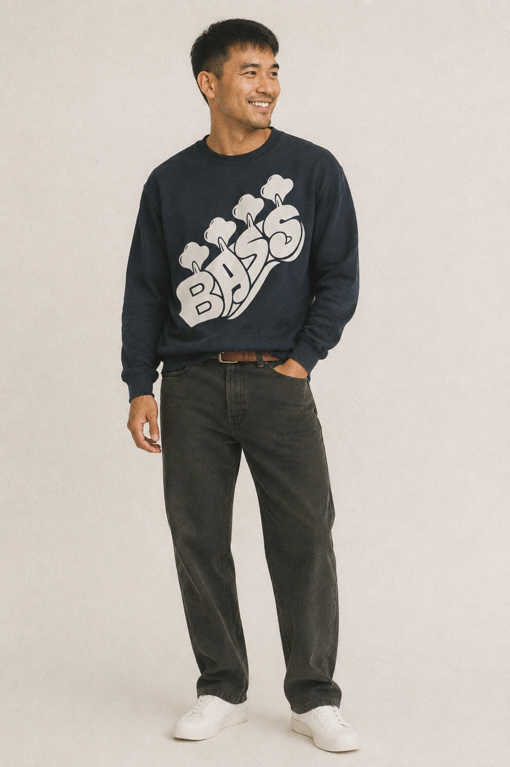 Bass Fleece Sweatshirt – studio model photo
