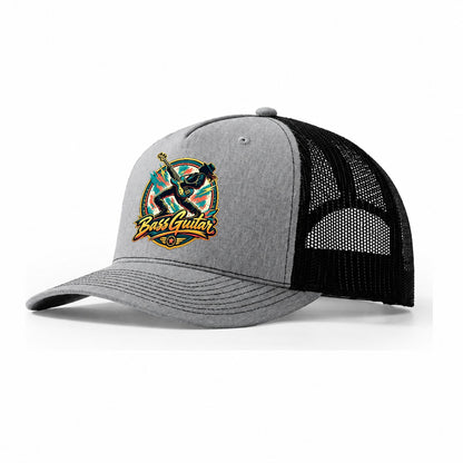 Bass Guitar Crest Music Instruments Trucker Hat – Sport Grey Black