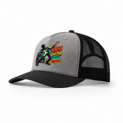 Bass Guitar Player Problems Music Instruments Trucker Hat – Grey Black