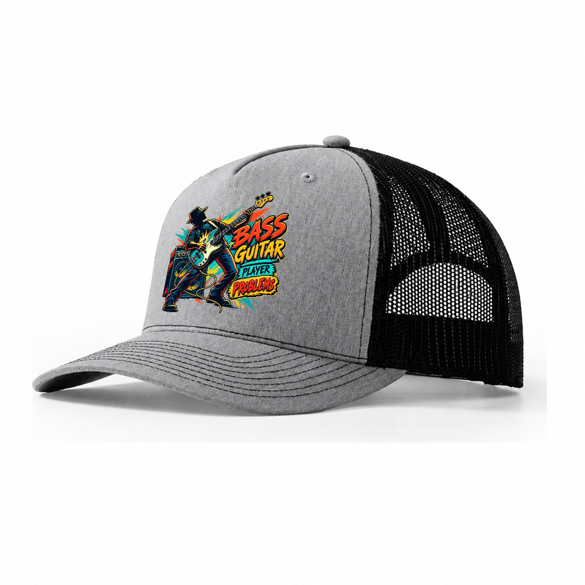 Bass Guitar Player Problems Music Instruments Trucker Hat – Sport Grey Black
