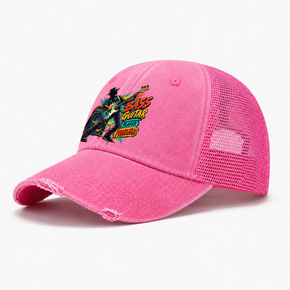 Bass Guitar Player Problems Music Instruments Washed Trucker Hat – Rose