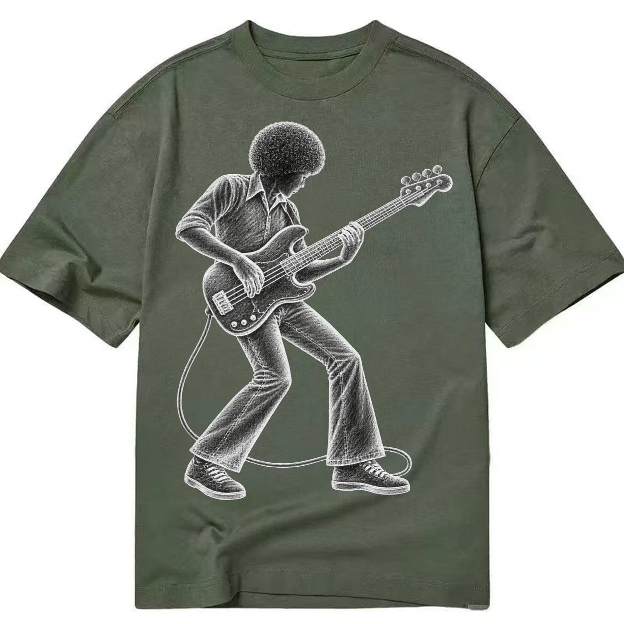 Bass guitarist slap technique - Classic T-shirt – Army Green