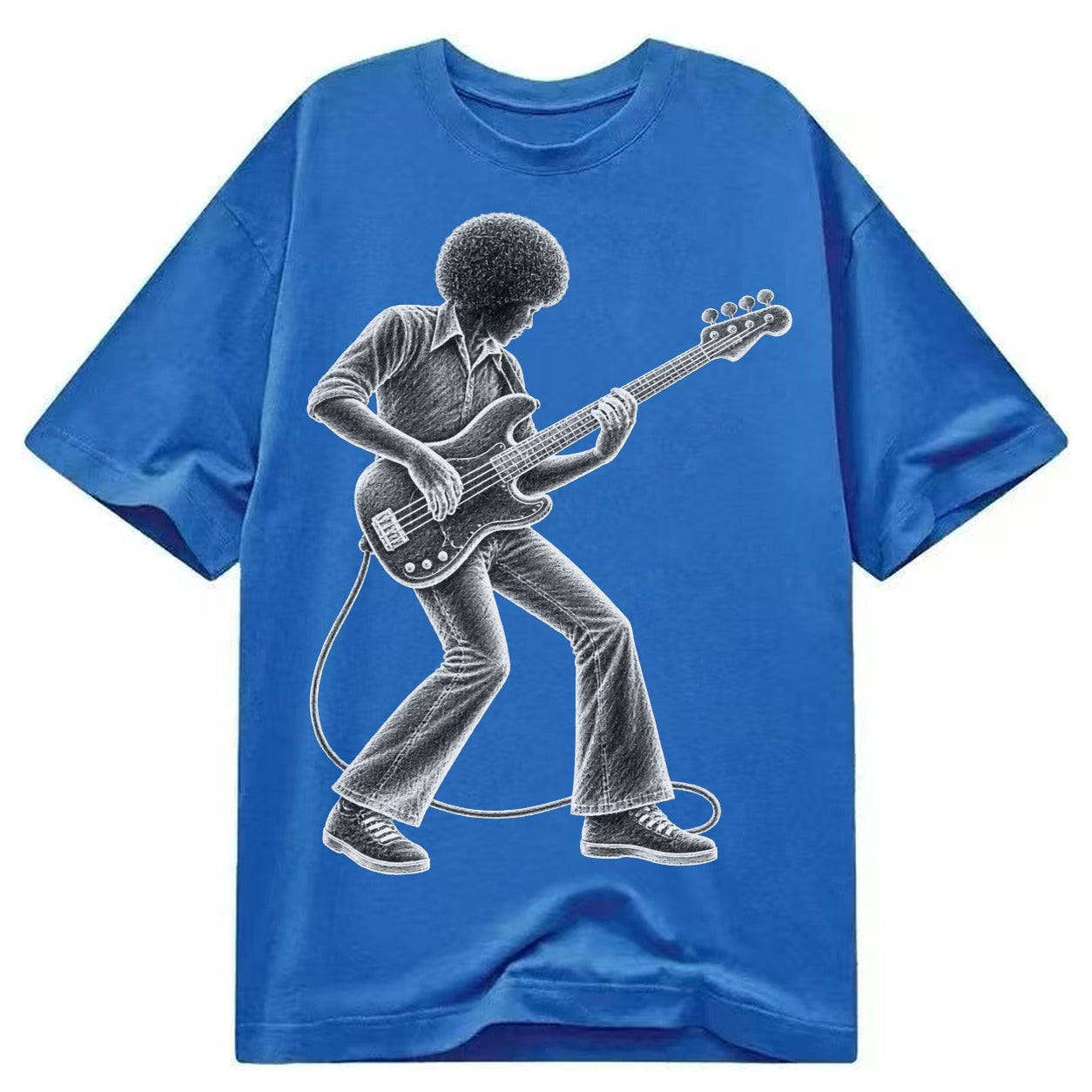 Bass guitarist slap technique - Classic T-shirt – Blue
