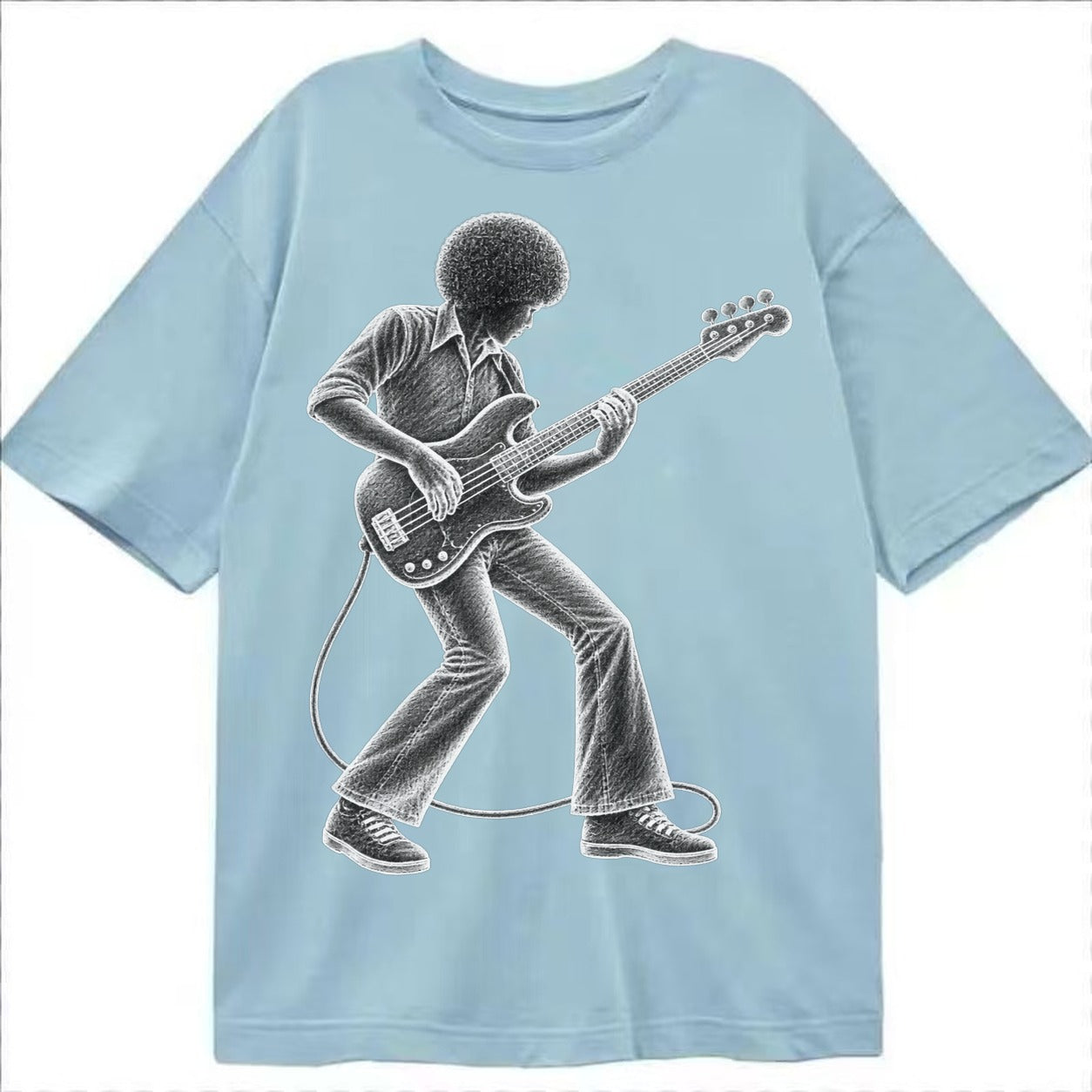 Bass guitarist slap technique - Classic T-shirt – Light Blue