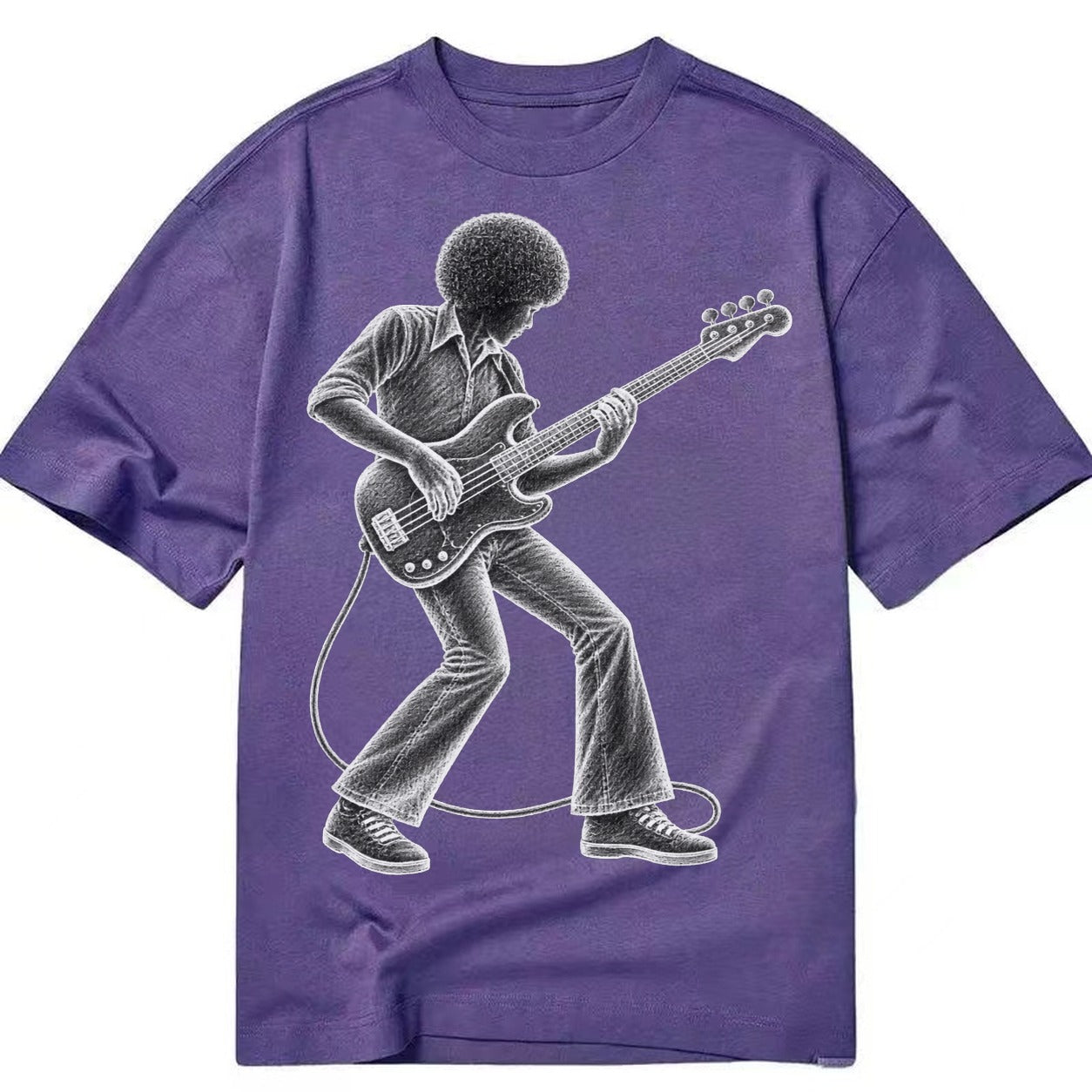 Bass guitarist slap technique - Classic T-shirt – Purple