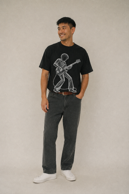 Bass guitarist slap technique - Classic T-shirt – studio model photo