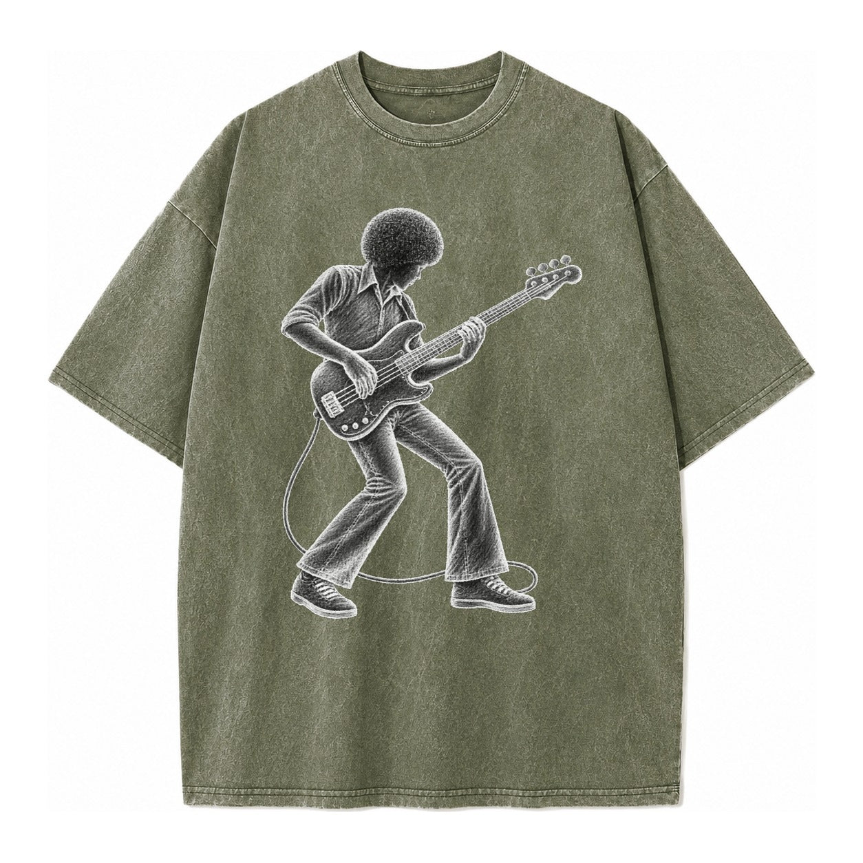 Bass guitarist slap technique - Vintage T-shirt – Army Green