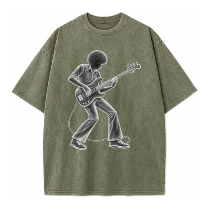 Bass guitarist slap technique - Vintage T-shirt – Army Green