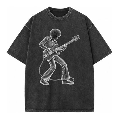 Bass guitarist slap technique - Vintage T-shirt – Black