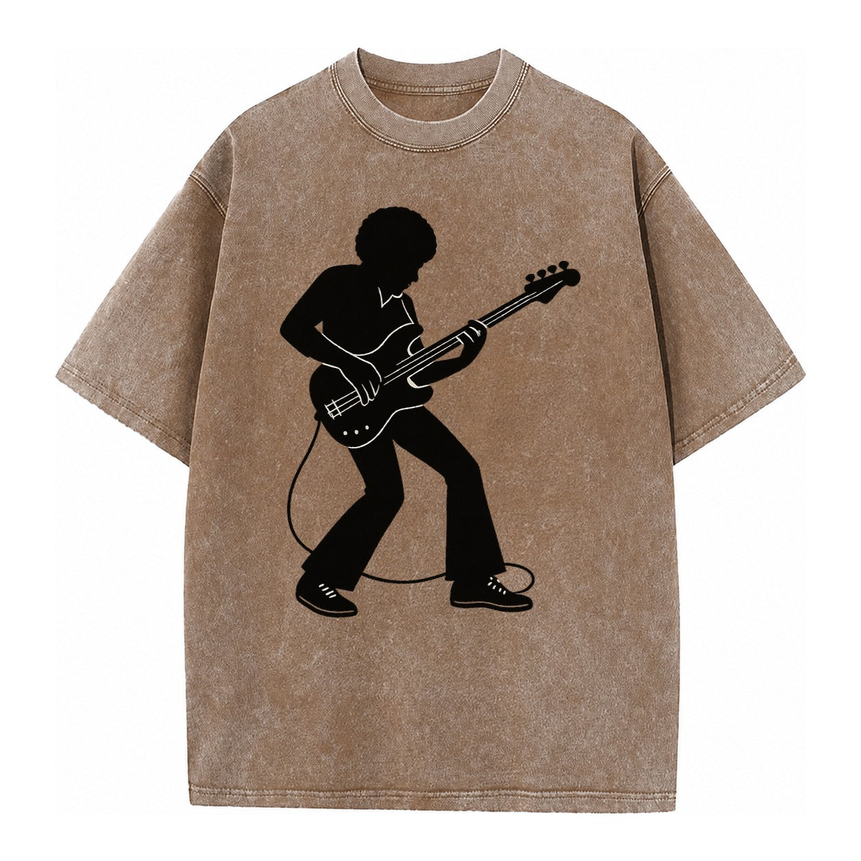 Bass guitarist slap technique - Vintage T-shirt – Brown