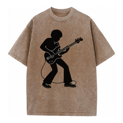 Bass guitarist slap technique - Vintage T-shirt – Brown