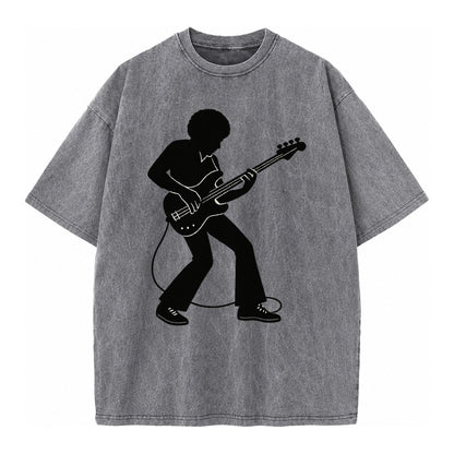 Bass guitarist slap technique - Vintage T-shirt – Grey